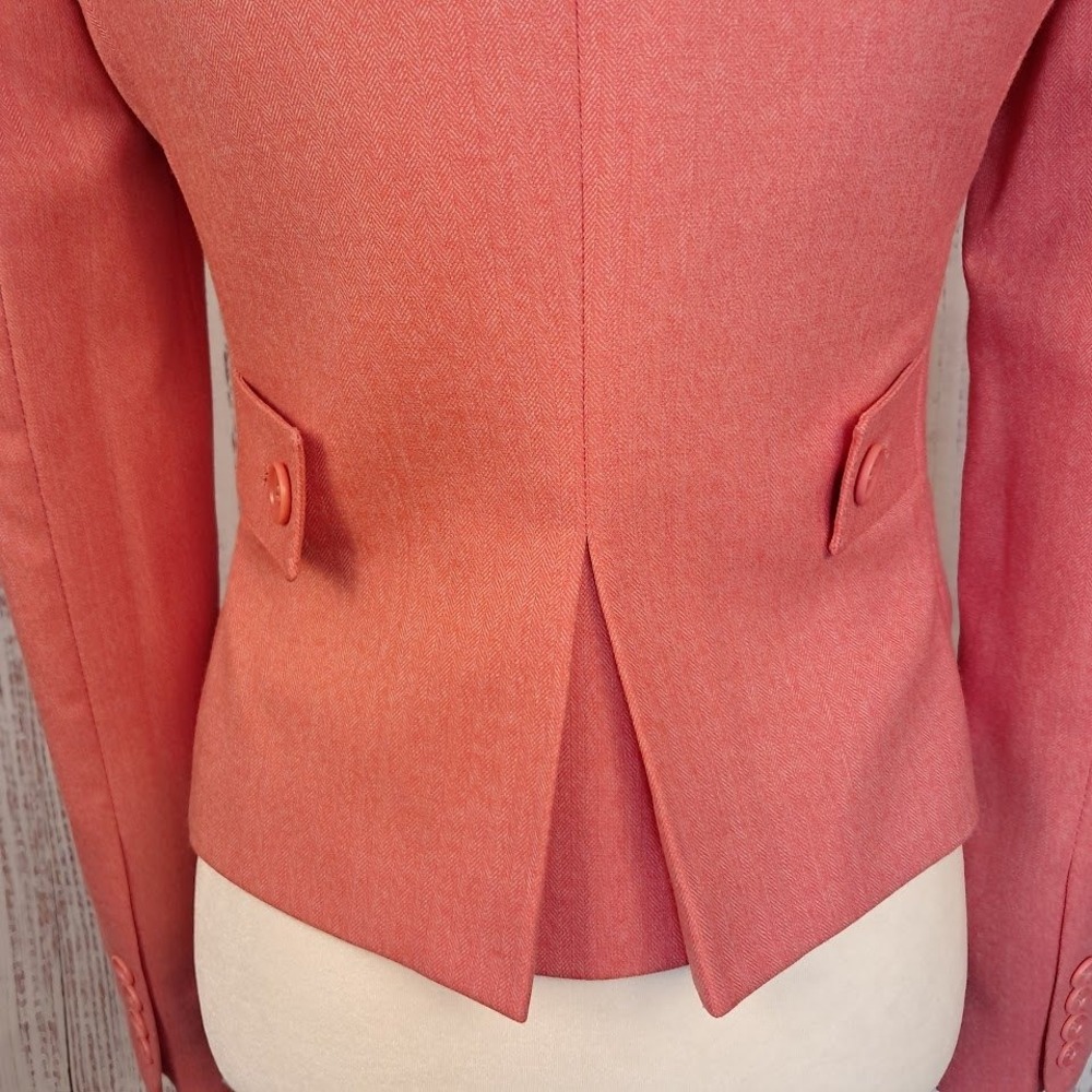 BCBGMAXAZRIA Coral Pink Herringbone Wool Blend Tailored Blazer Jacket XS - Picture 5 of 9